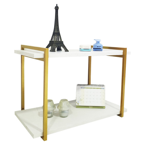 Suporte Estilo Industrial Dourado Duplo de Parede para Prateleiras 30cm
