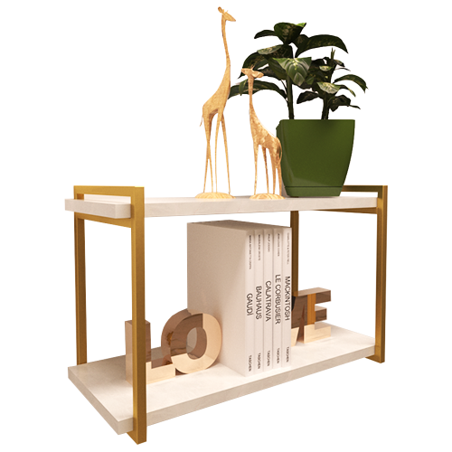 Suporte Estilo Industrial Dourado Duplo de Parede para Prateleiras 25cm