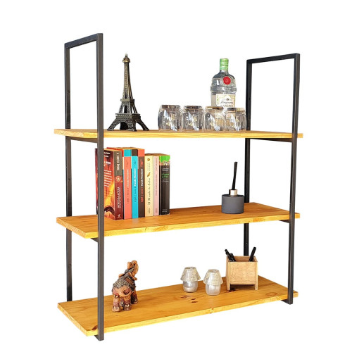 Suporte Estilo Industrial Triplo de Teto e Parede para Prateleiras de 30cm