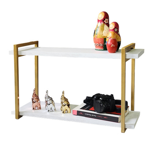 Suporte Estilo Industrial Duplo Dourado de Parede para Prateleiras de 20cm