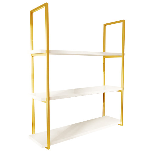 Suporte Estilo Industrial Triplo Dourado Teto e Parede Prateleiras 20cm