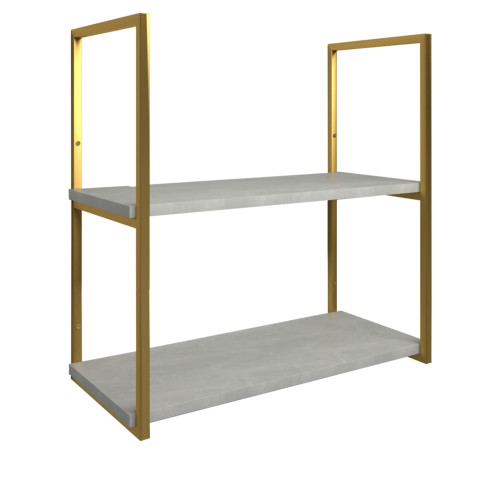 Suporte Estilo Industrial Duplo G Dourado Teto e Parede para Prateleiras de 20cm