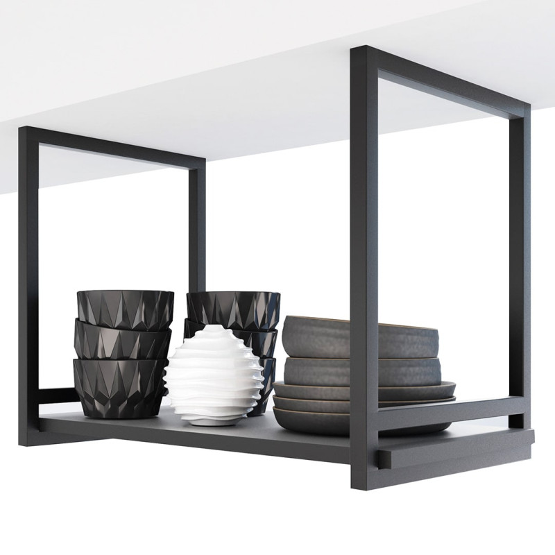 Kit Prateleira Estilo Industrial Simples de Teto em MDF Preto 30cm