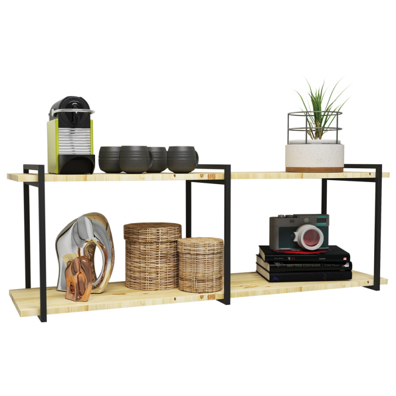Trio de Suportes Estilo Industrial Duplo de Parede para Prateleiras de 30cm
