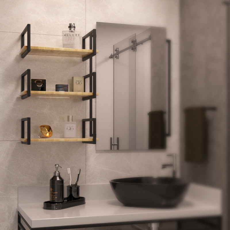 Trio de Suportes Estilo Industrial Simples de Parede para Prateleiras de 20cm