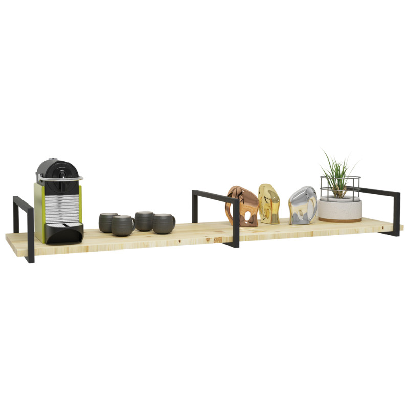 Trio de Suportes Estilo Industrial Simples de Parede para Prateleiras de 20cm