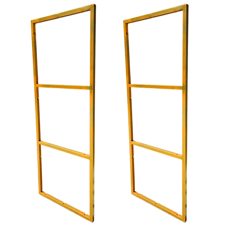 Par de Suportes Estilo Industrial Triplo Dourado de Teto e Parede para Prateleiras de 30cm