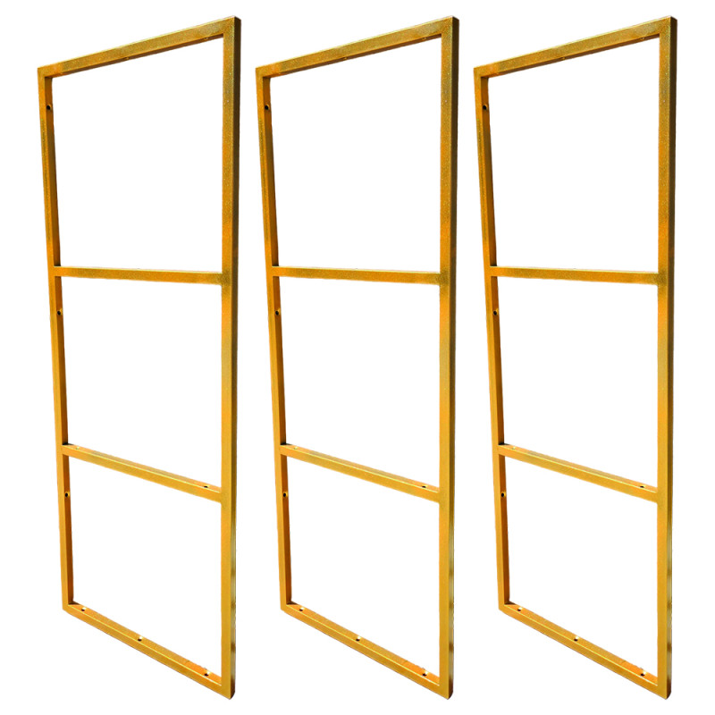 Trio de Suportes Estilo Industrial Triplo Dourado de Teto e Parede para Prateleiras de 30cm