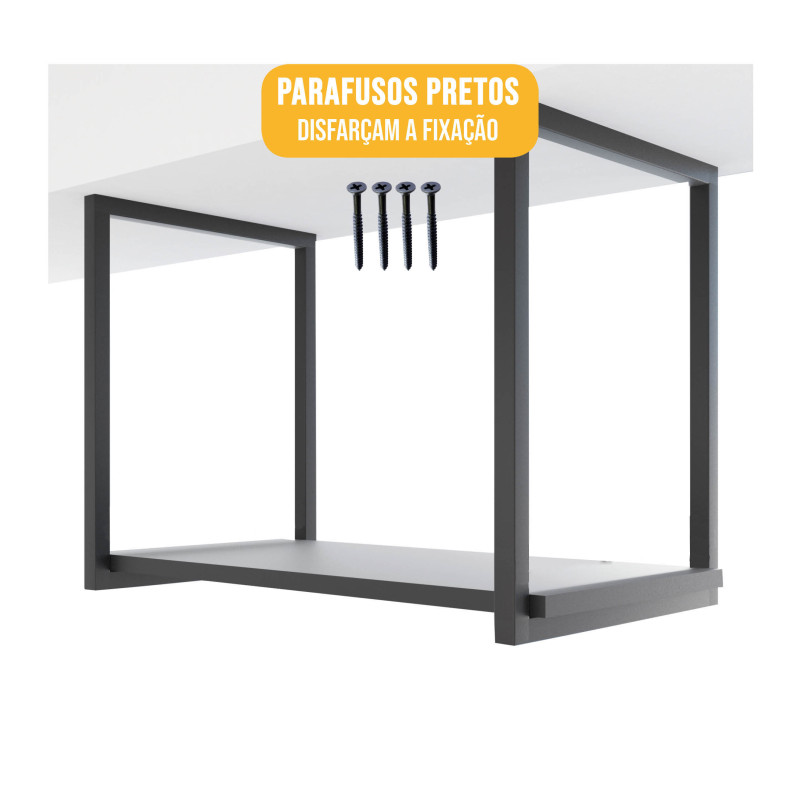 Trio de Suporte Estilo Industrial Simples de Teto para Prateleiras de 25cm
