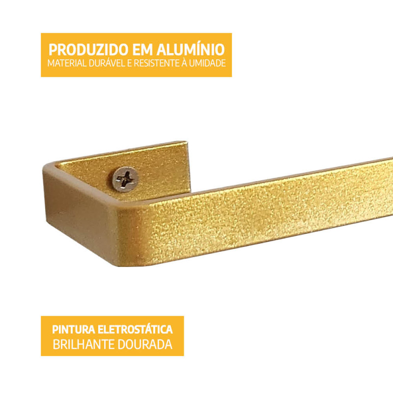 Toalheiro Simples de Parede 60cm Dourado