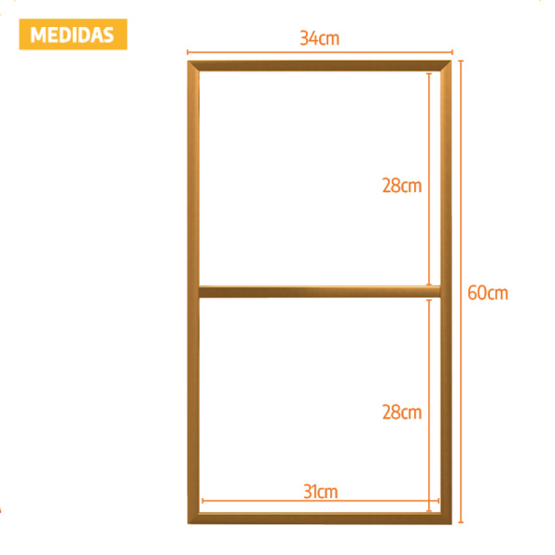Par de Suportes Estilo Industrial Duplo Dourado de Teto e Parede para Prateleiras de 30cm