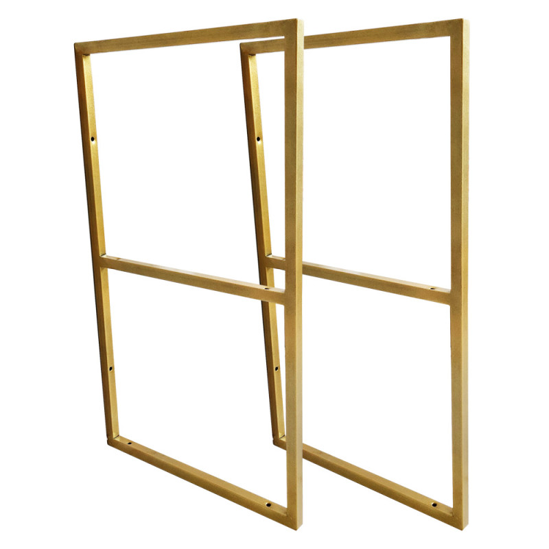 Par de Suportes Estilo Industrial Duplo Dourado de Teto e Parede para Prateleiras de 30cm