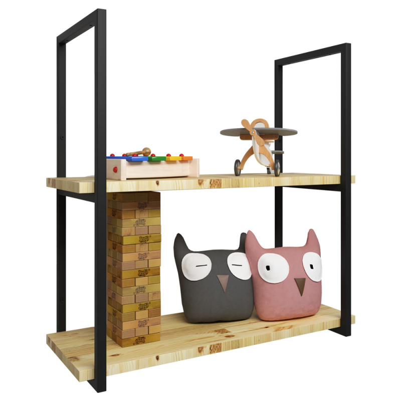 Par de Suportes Estilo Industrial Duplo G Teto e Parede para Prateleiras 20cm