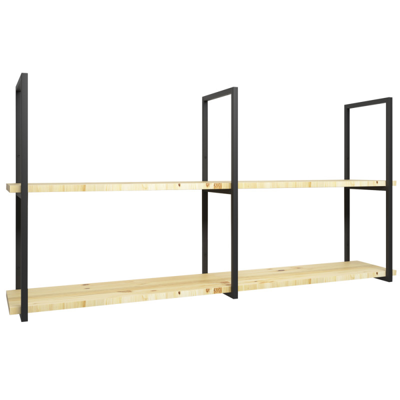 Trio de Suportes Estilo Industrial Duplo G Teto e Parede para Prateleiras de 20cm