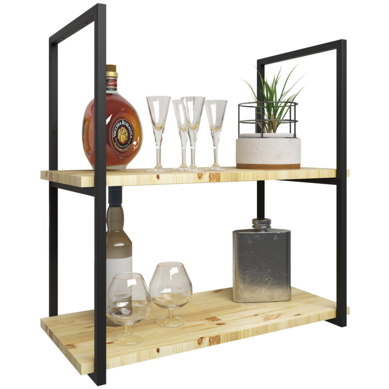 Par de Suportes Estilo Industrial Duplo G Teto e Parede para Prateleiras de 25cm