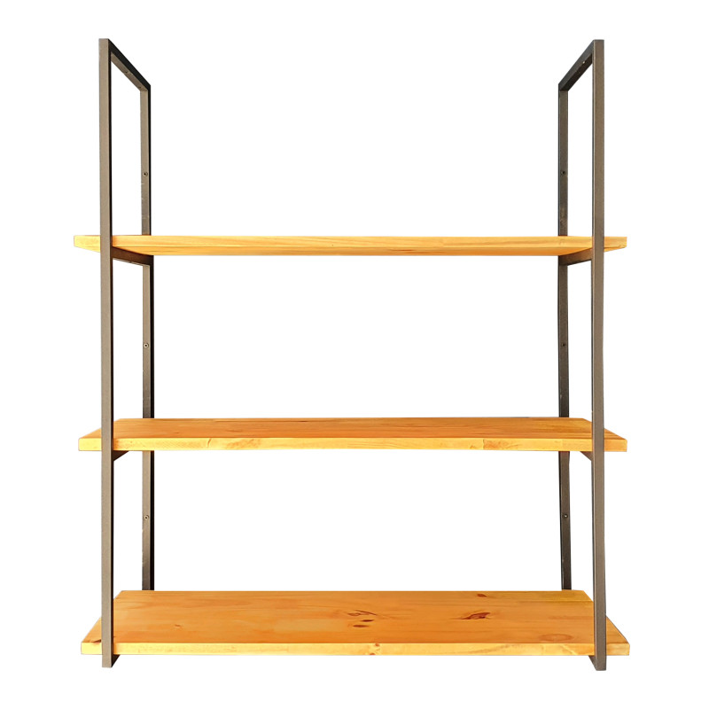 Par de Suportes Estilo Industrial Triplo Teto e Parede Prateleiras 25cm