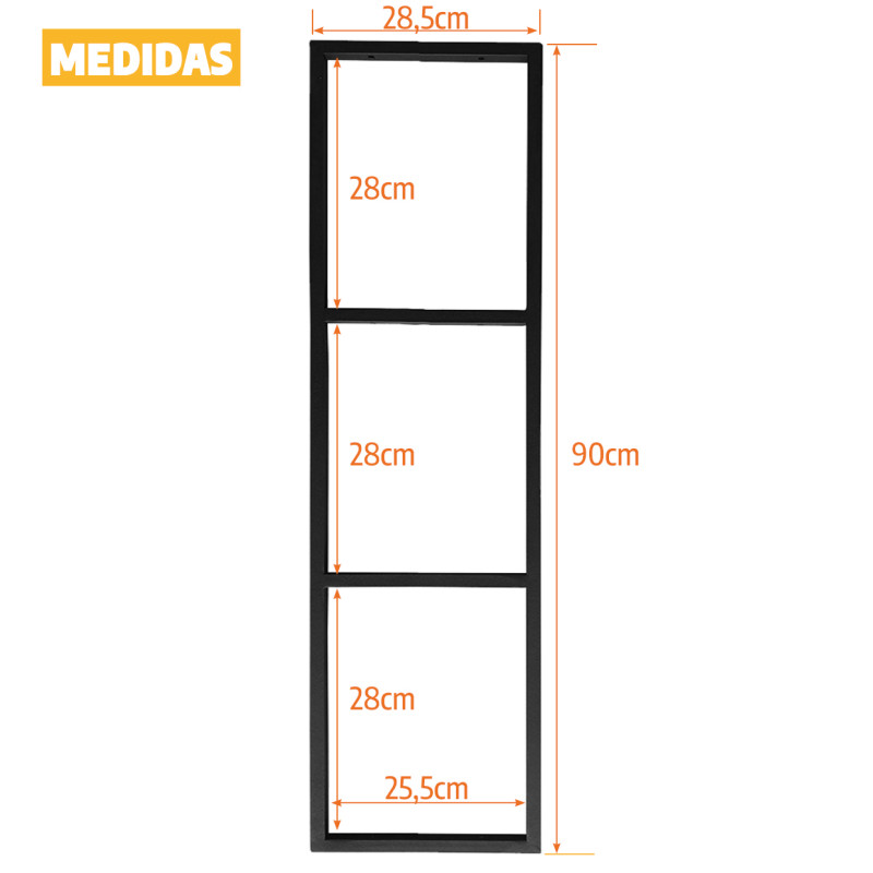 Par de Suportes Estilo Industrial Triplo Teto e Parede Prateleiras 25cm
