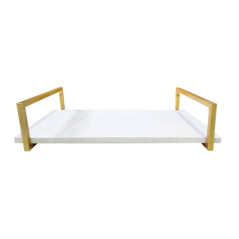 Par de Suportes Estilo Industrial Dourado Simples de Parede para Prateleira 20cm