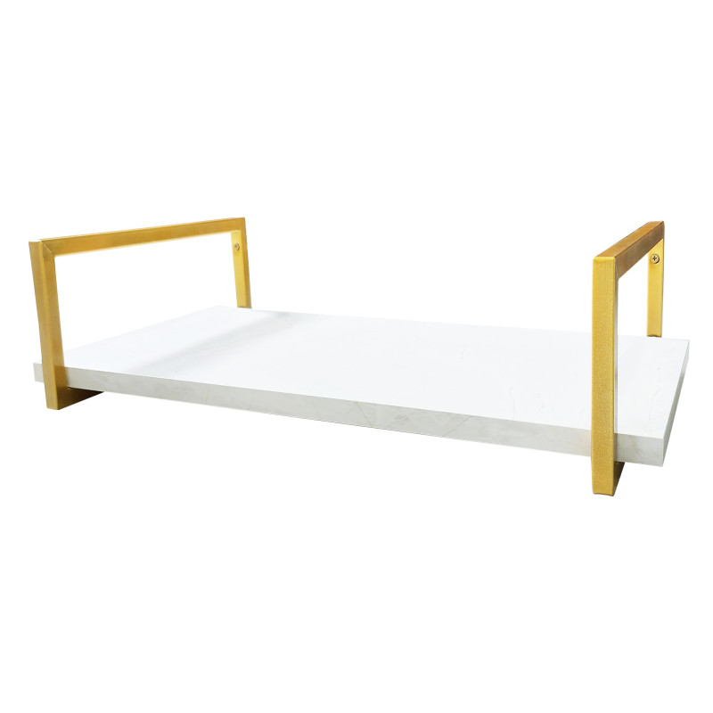 Trio de Suportes Estilo Industrial Dourado Simples de Parede para Prateleira 20cm