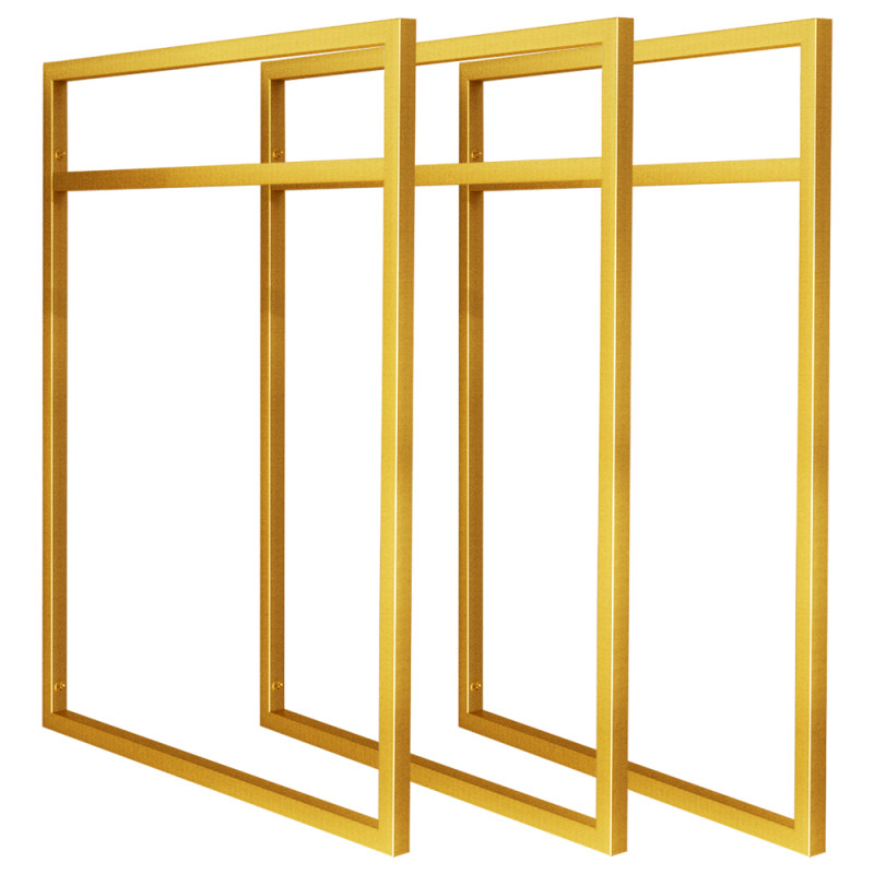 Trio de Suportes Estilo Industrial Duplo Dourado de Parede para Prateleiras de 40cm
