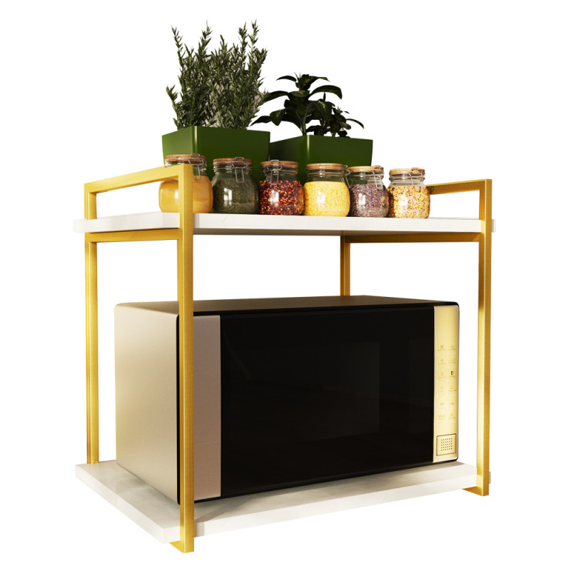 Par de Suportes Estilo Industrial Duplo Dourado de Parede para Prateleiras de 40cm