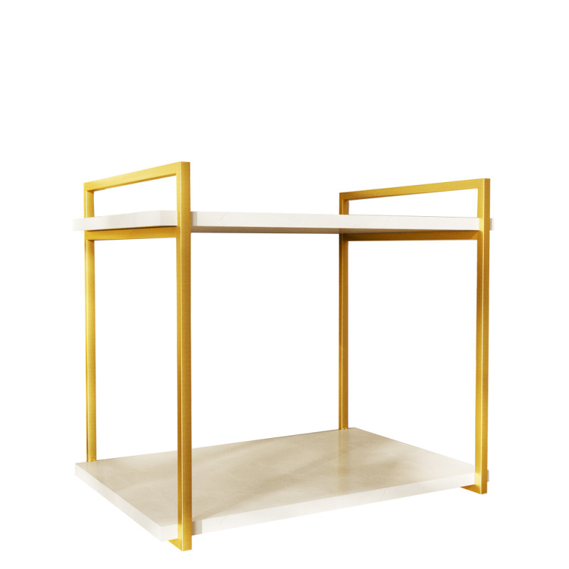 Par de Suportes Estilo Industrial Duplo Dourado de Parede para Prateleiras de 40cm