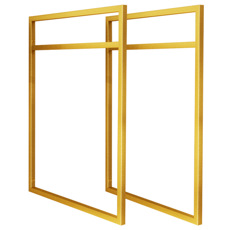 Par de Suportes Estilo Industrial Duplo Dourado de Parede para Prateleiras de 40cm