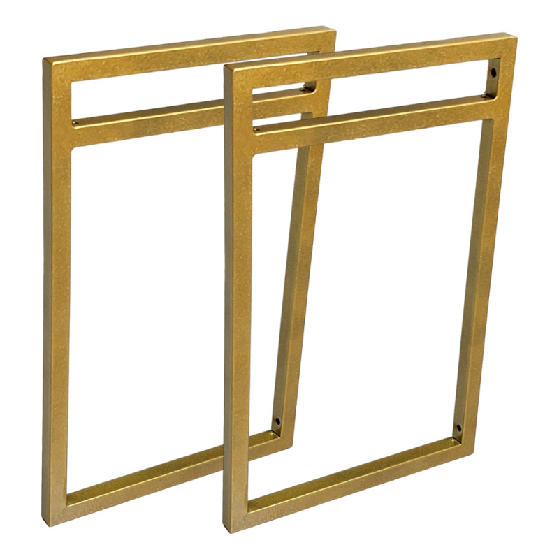 Par de Suportes Estilo Industrial Duplo Dourado de Parede para Prateleiras de 20cm