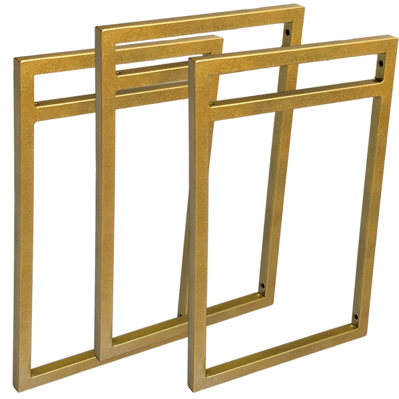 Trio de Suportes Estilo Industrial Duplo Dourado de Parede para Prateleiras de 20cm