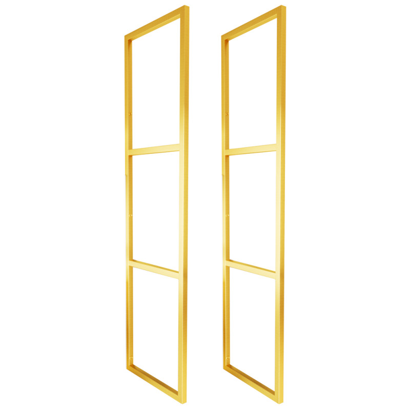Par de Suportes Estilo Industrial Triplo Dourado Teto e Parede Prateleiras 20cm