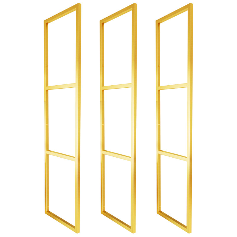 Trio de Suportes Estilo Industrial Triplo Dourado Teto e Parede Prateleiras 20cm