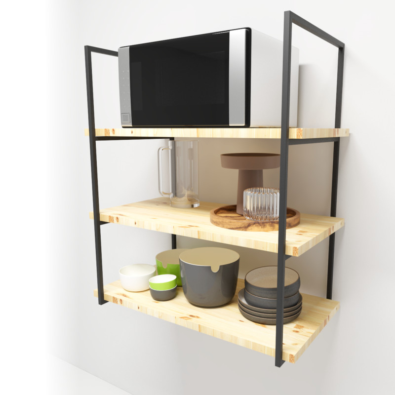 Trio de Suportes Estilo Industrial Triplo de Teto e Parede para Prateleiras de 40cm