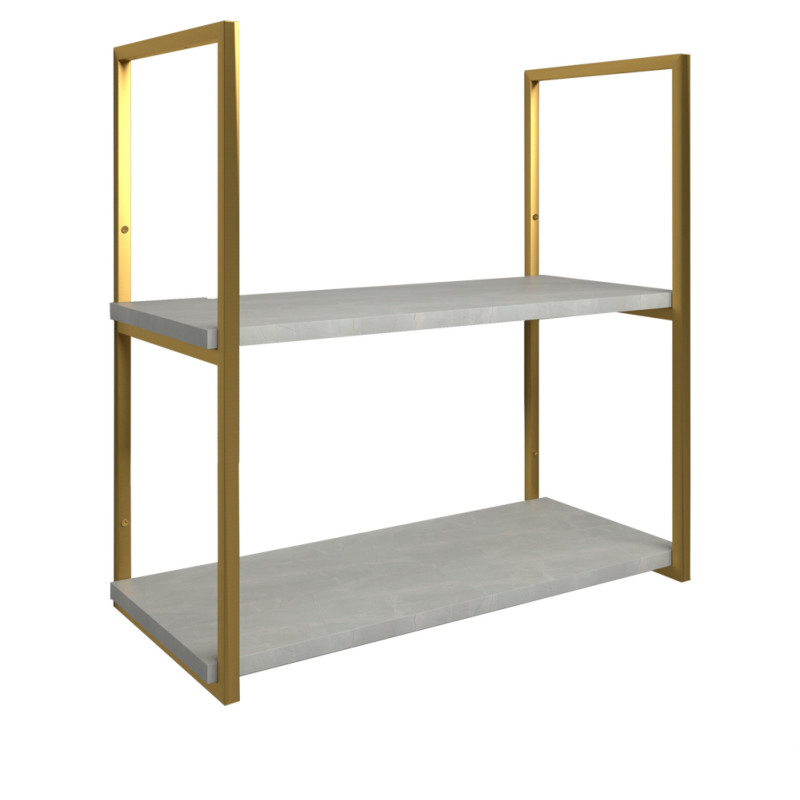 Par de Suportes Estilo Industrial Duplo G Dourado Teto e Parede para Prateleiras de 25cm