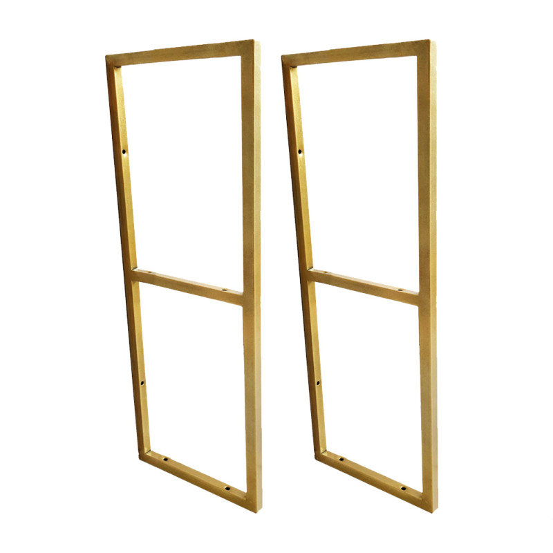 Par de Suportes Estilo Industrial Duplo G Dourado Teto e Parede para Prateleiras de 25cm