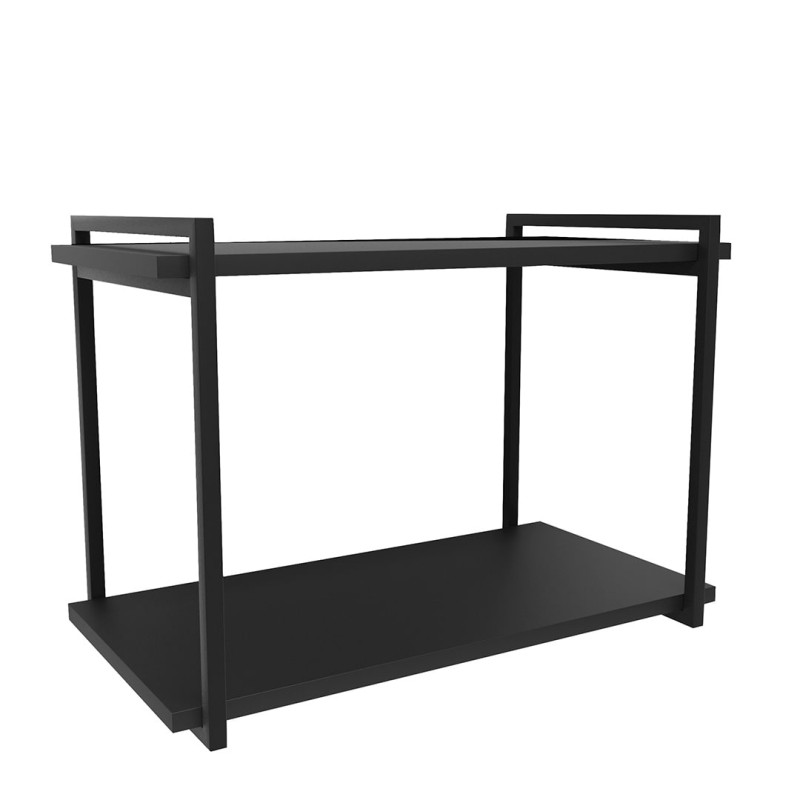 Kit Prateleira Estilo Industrial Dupla em MDF Preto 30cm