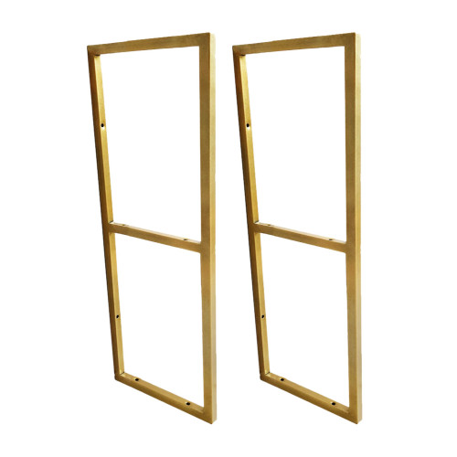 Par de Suportes Estilo Industrial Duplo G Dourado Teto e Parede para Prateleiras de 25cm