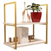 Par de Suportes Estilo Industrial Duplo Dourado de Teto e Parede para Prateleiras de 30cm