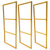 Trio de Suportes Estilo Industrial Triplo Dourado de Teto e Parede para Prateleiras de 30cm
