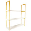 Par de Suportes Estilo Industrial Triplo Dourado Teto e Parede Prateleiras 20cm