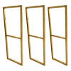 Trio de Suportes Estilo Industrial Duplo G Dourado Teto e Parede para Prateleiras de 20cm