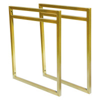 Par de Suportes Estilo Industrial Dourado Duplo de Parede para Prateleiras 30cm