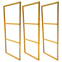 Trio de Suportes Estilo Industrial Triplo Dourado de Teto e Parede para Prateleiras de 30cm
